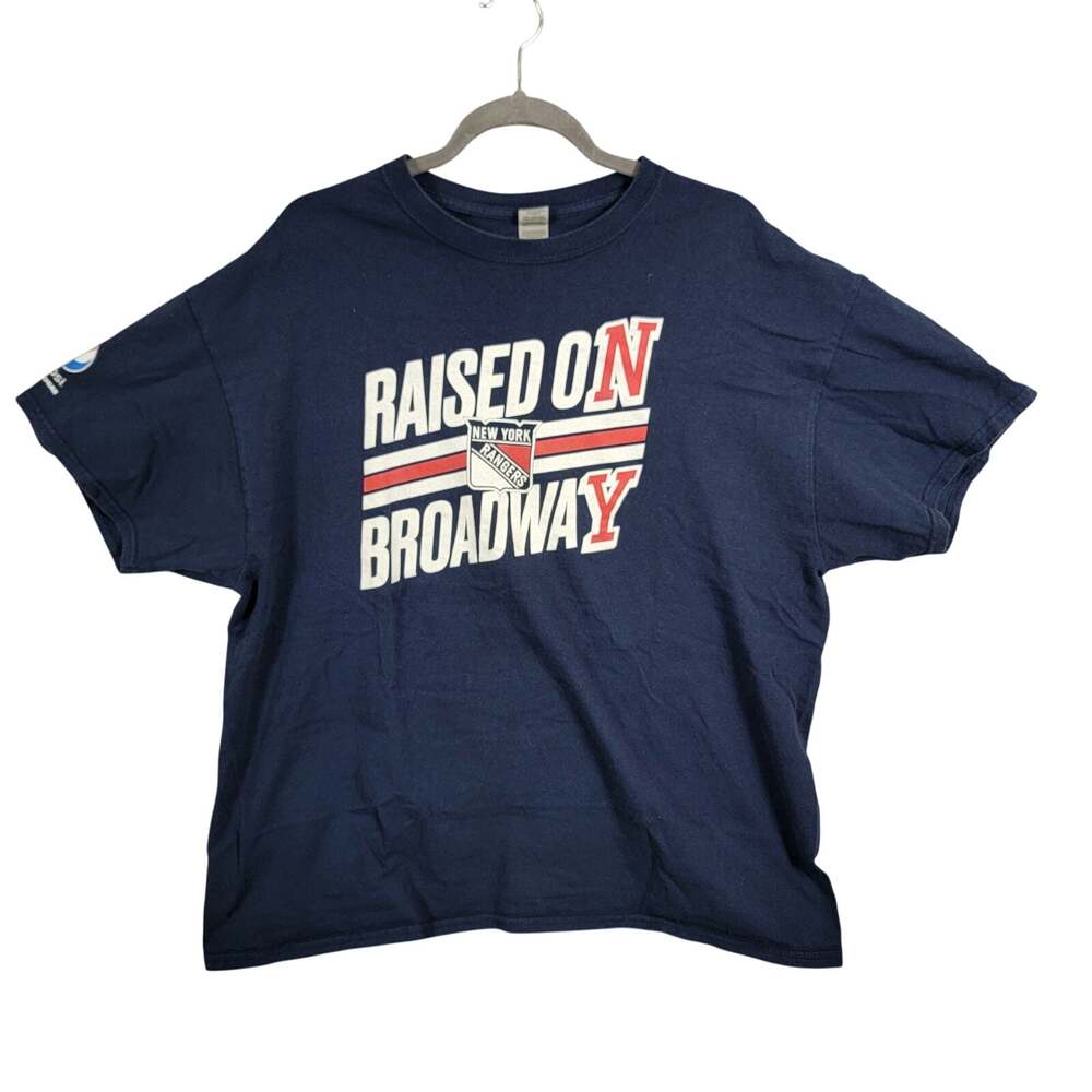 New York Rangers NHL Raised on Broadway Pepsi Hit Tee Mens XL Blue Gildan